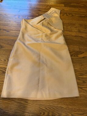 Reiss Blush Tan Lined One Shoulder Dress Size 2